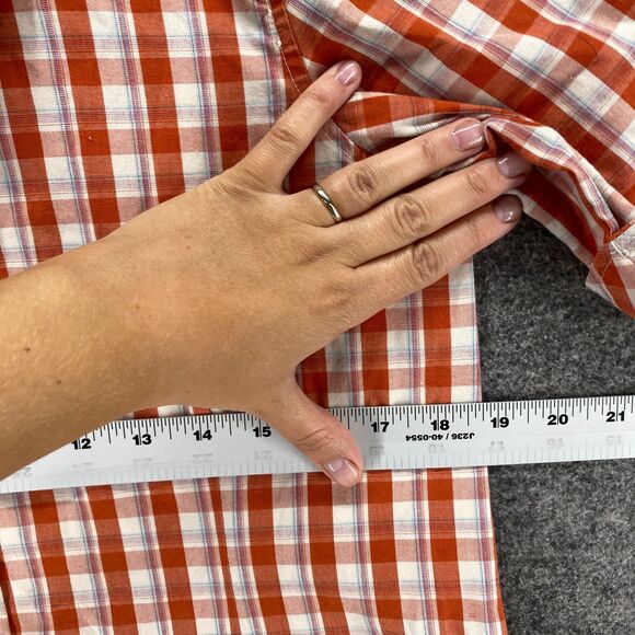 Bit&Bridle Shirt Women S Small Red Plaid Collared Button Up Short Sleeve Cotton - Picture 6 of 8